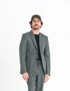 Drapeau Noir Blazer Laine Fresco Gris Shop