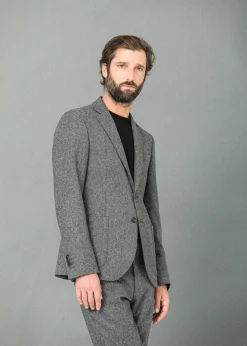 Drapeau Noir Blazer Laine Mérinos Moon Chevrons Gris Cheap