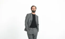 Drapeau Noir Blazer Laine Mérinos Moon Chevrons Gris Cheap