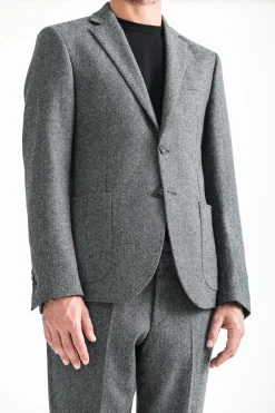 Drapeau Noir Blazer Laine Mérinos Moon Chevrons Gris Cheap