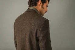 Drapeau Noir Blazer Semi Entoilé Laine Chevrons Dark Brown Online