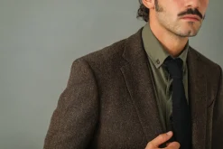 Drapeau Noir Blazer Semi Entoilé Laine Chevrons Dark Brown Online