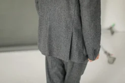 Drapeau Noir Blazer Semi-Entoilé Flanelle Grise Dark Grey Flash Sale