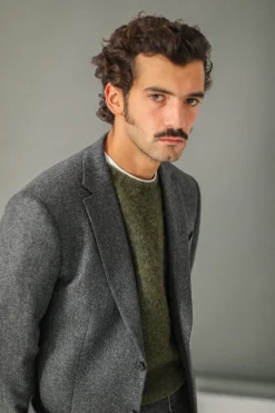 Drapeau Noir Blazer Semi-Entoilé Flanelle Grise Dark Grey Flash Sale