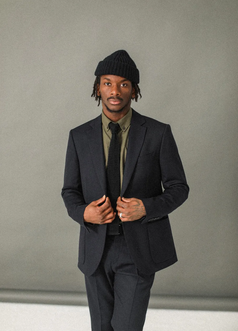 Drapeau Noir Blazer semi-entoilé flanelle Navy Cheap