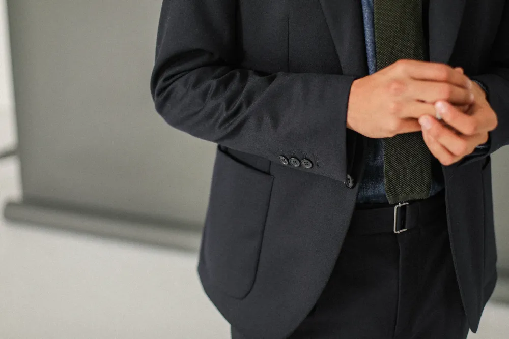 Drapeau Noir Blazer semi-entoilé flanelle Navy Cheap