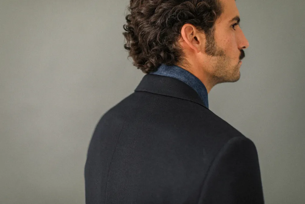 Drapeau Noir Blazer semi-entoilé flanelle Navy Cheap