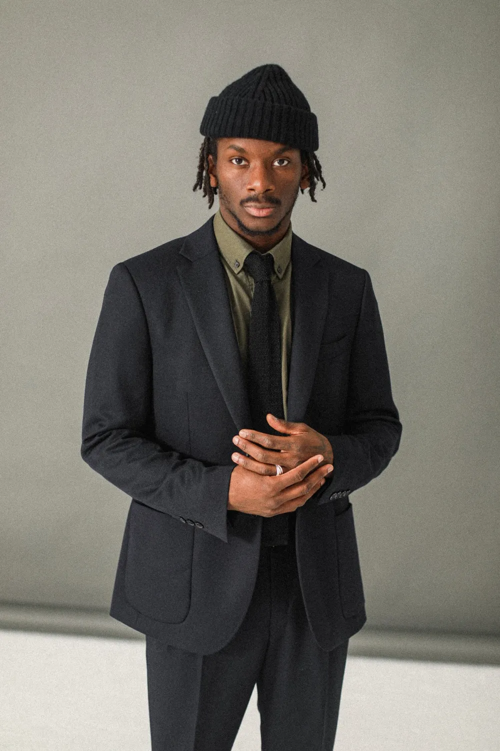 Drapeau Noir Blazer semi-entoilé flanelle Navy Cheap