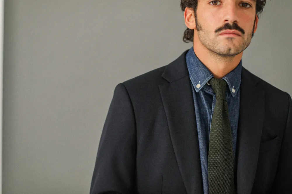 Drapeau Noir Blazer semi-entoilé flanelle Navy Cheap