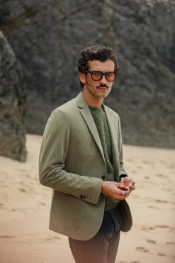 Drapeau Noir Blazer Twill Non Doublé Khaki New