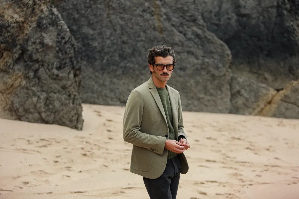 Drapeau Noir Blazer Twill Non Doublé Khaki New