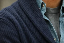 Drapeau Noir Cardigan Lambswool Navy Discount
