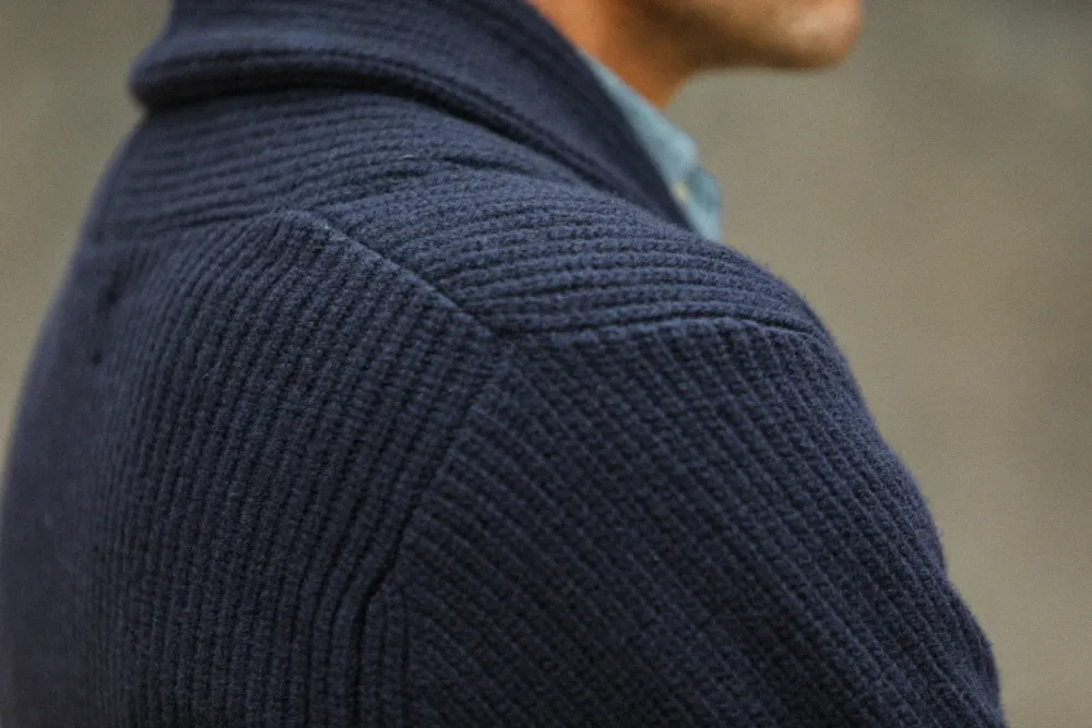Drapeau Noir Cardigan Lambswool Navy Discount