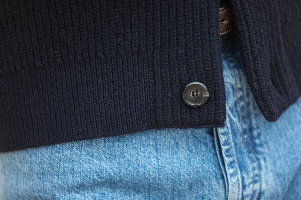 Drapeau Noir Cardigan Lambswool Navy Discount
