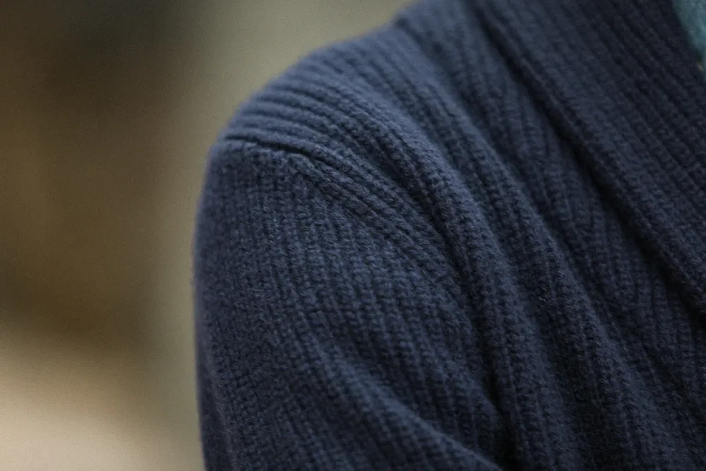 Drapeau Noir Cardigan Lambswool Navy Discount