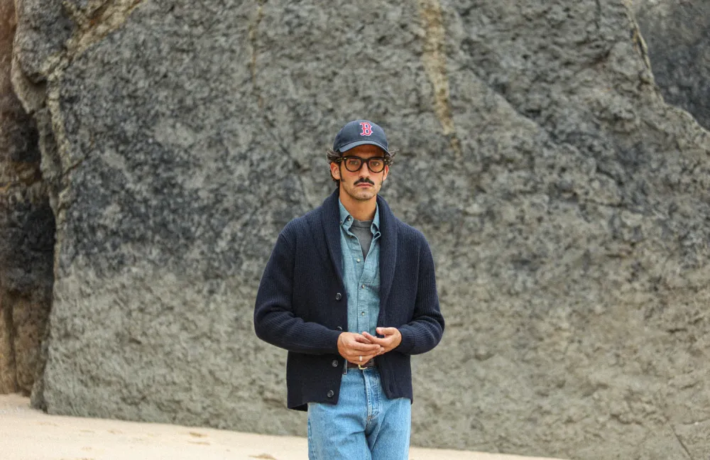 Drapeau Noir Cardigan Lambswool Navy Discount