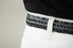 Drapeau Noir Ceinture Cuir Tressée Noir Online