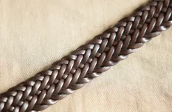 Drapeau Noir Ceinture Cuir Tressée Tabac Flash Sale