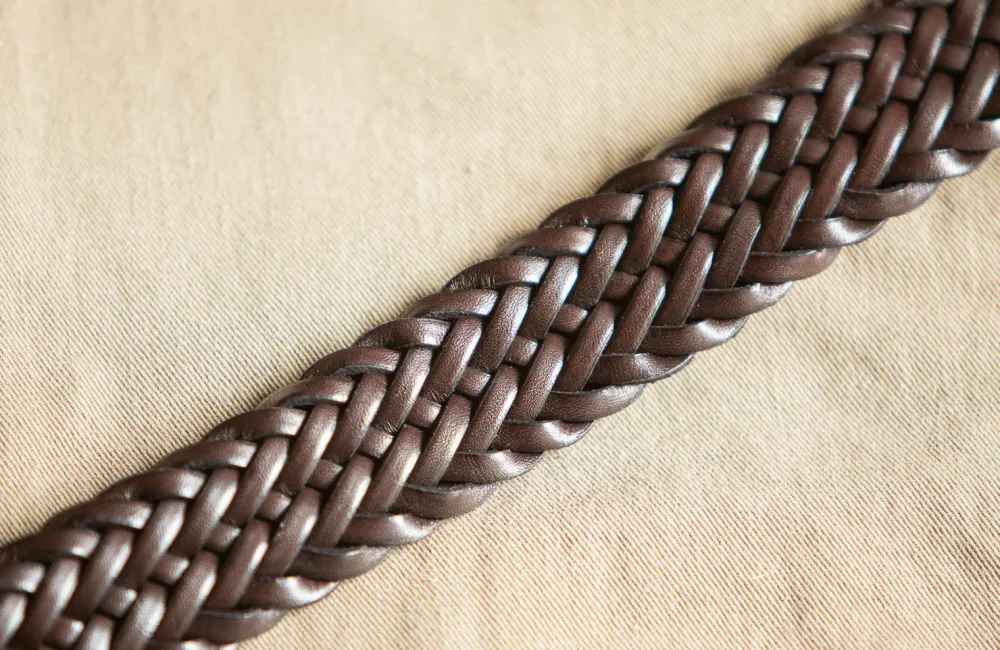 Drapeau Noir Ceinture Cuir Tressée Tabac Flash Sale