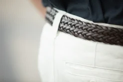 Drapeau Noir Ceinture Cuir Tressée Tabac Flash Sale