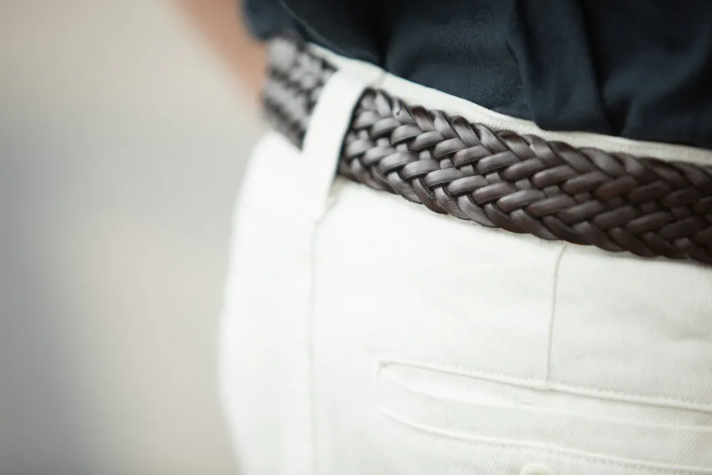 Drapeau Noir Ceinture Cuir Tressée Tabac Flash Sale