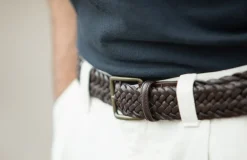 Drapeau Noir Ceinture Cuir Tressée Tabac Flash Sale