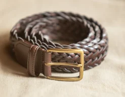Drapeau Noir Ceinture Cuir Tressée Tabac Flash Sale
