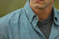 Drapeau Noir Chemise Chambray Japonais - Modern Fit Bleu Shop