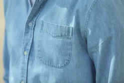 Drapeau Noir Chemise Denim Japonais Bleach - Rétro Fit Light Blue Outlet