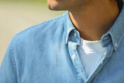 Drapeau Noir Chemise Denim Japonais Bleach - Rétro Fit Light Blue Outlet