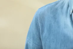 Drapeau Noir Chemise Denim Japonais Bleach - Rétro Fit Light Blue Outlet