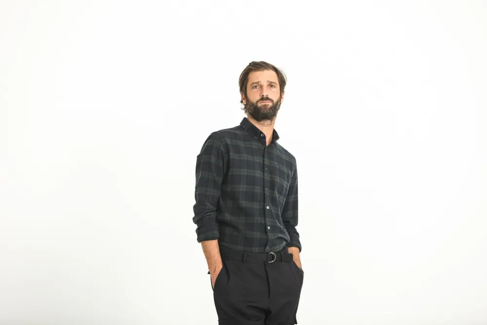 Drapeau Noir Chemise Flanelle Blackwatch - Fit Classique Carreaux Vert Marine Noir Shop