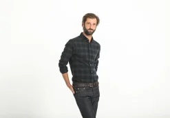 Drapeau Noir Chemise Flanelle Blackwatch - Fit Classique Carreaux Vert Marine Noir Shop