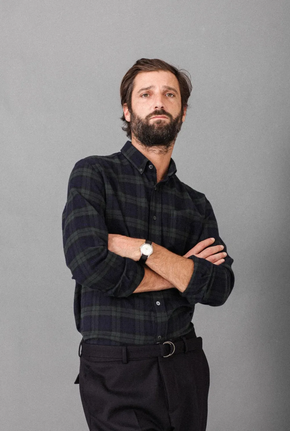 Drapeau Noir Chemise Flanelle Blackwatch - Fit Classique Carreaux Vert Marine Noir Shop