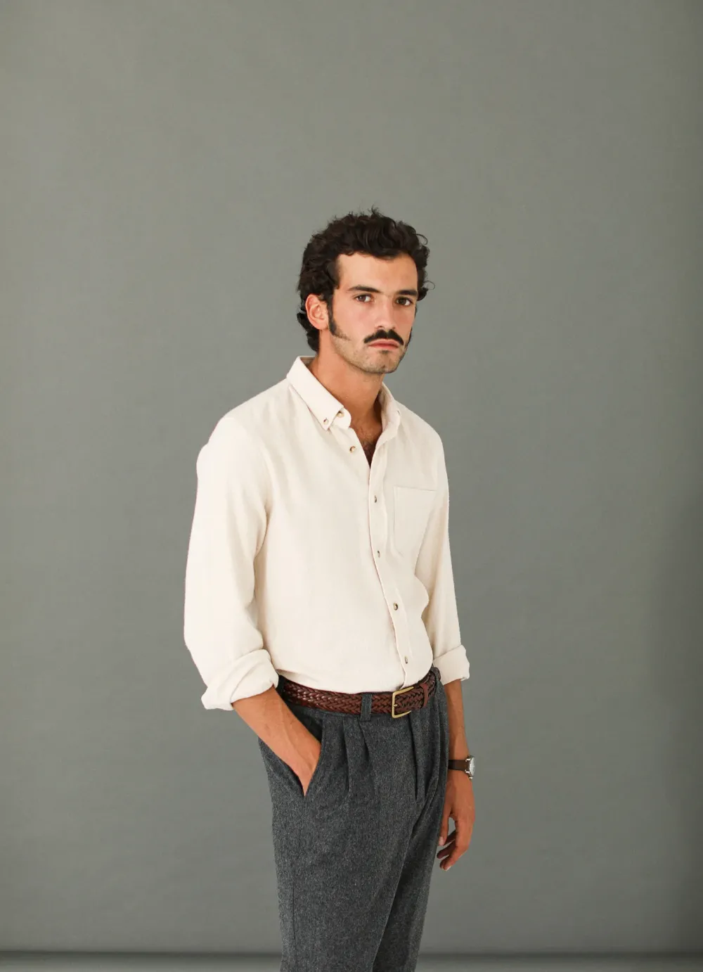 Drapeau Noir Chemise Flanelle - Fit New Classic Crème Hot