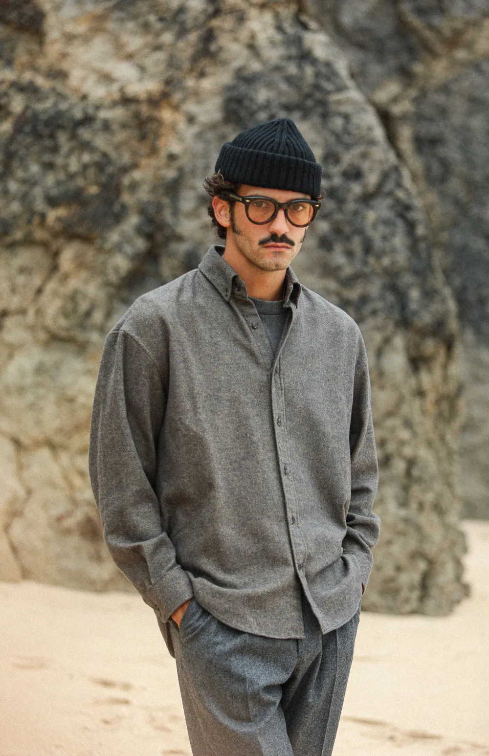Drapeau Noir Chemise Flanelle - Modern Fit Khaki Hot