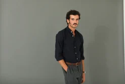 Drapeau Noir Chemise Flanelle Navy - Col Officier Marine Outlet
