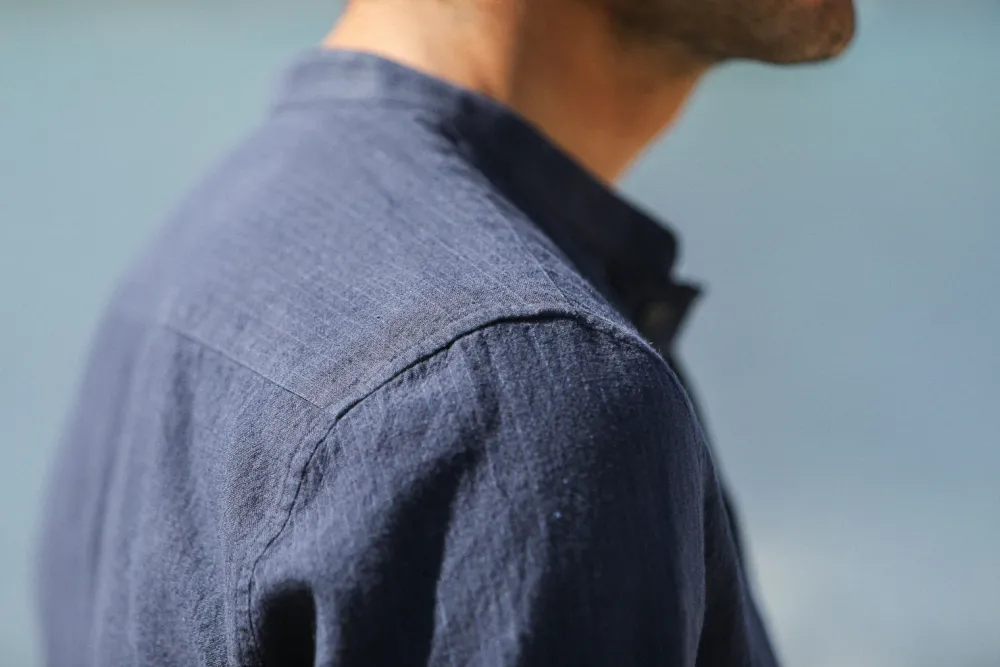 Drapeau Noir Chemise Japan Slub - Fit Habillé Navy Clearance