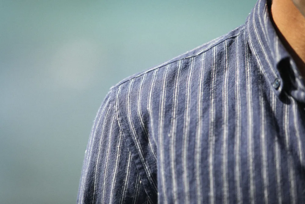 Drapeau Noir Chemise Japan Stripes - Retro Fit Stripes Navy Best