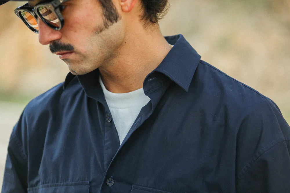 Drapeau Noir Chemise Military Popeline - Modern fit Navy Cheap