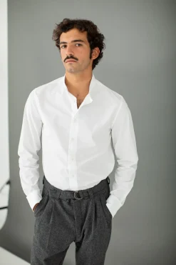Drapeau Noir Chemise Oxford - Col Inversé Blanc Cheap
