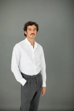 Drapeau Noir Chemise Oxford - Col Inversé Blanc Cheap