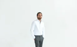 Drapeau Noir Chemise Oxford Col Officier Bleu ciel Light Blue Store