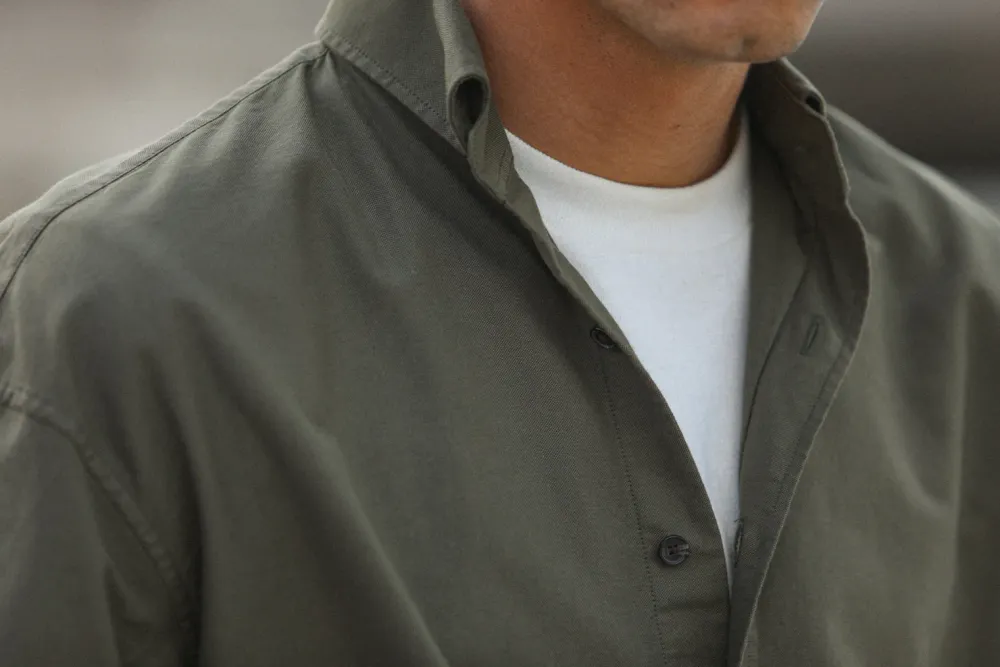 Drapeau Noir Chemise Oxford - Modern Fit Khaki Clearance