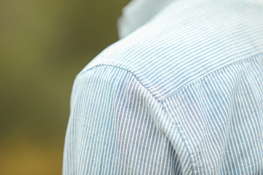 Drapeau Noir Chemise Oxford Rayée Bleue - Retro Fit Sripes Blue Best