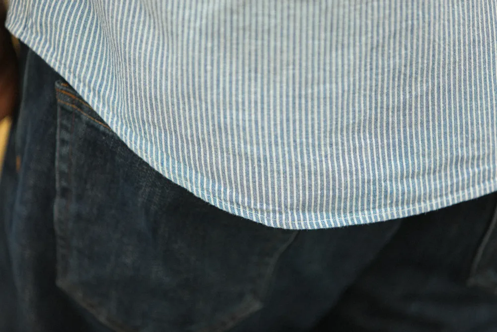 Drapeau Noir Chemise Oxford Rayée Bleue - Retro Fit Sripes Blue Best