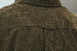 Drapeau Noir Chemise Velours Japan Paisley - Modern Fit Khaki Sale