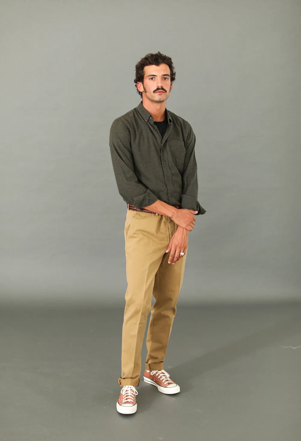 Drapeau Noir Chino Ajusté Camel Best
