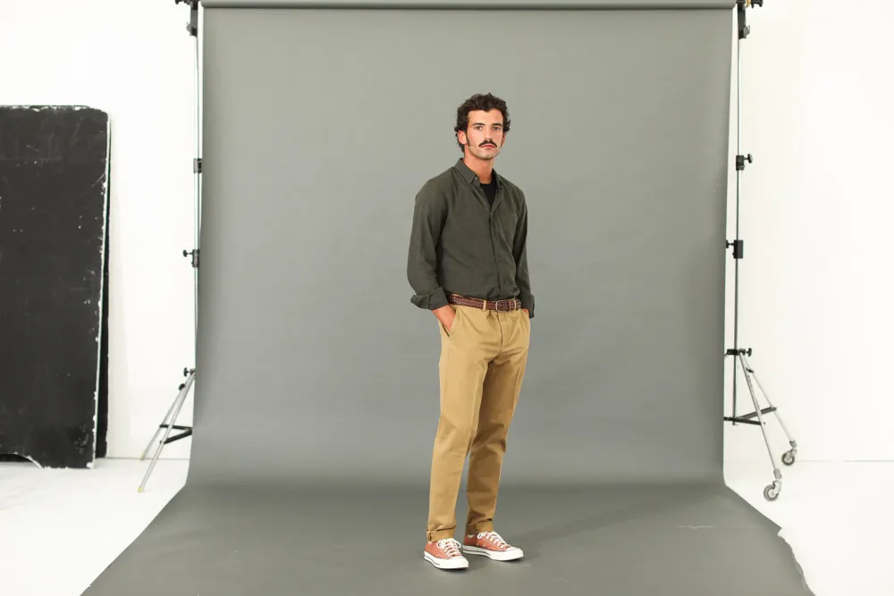 Drapeau Noir Chino Ajusté Camel Best