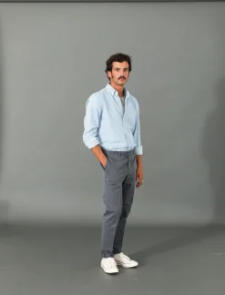 Drapeau Noir Chino Ajusté Gris Dark Grey Fashion